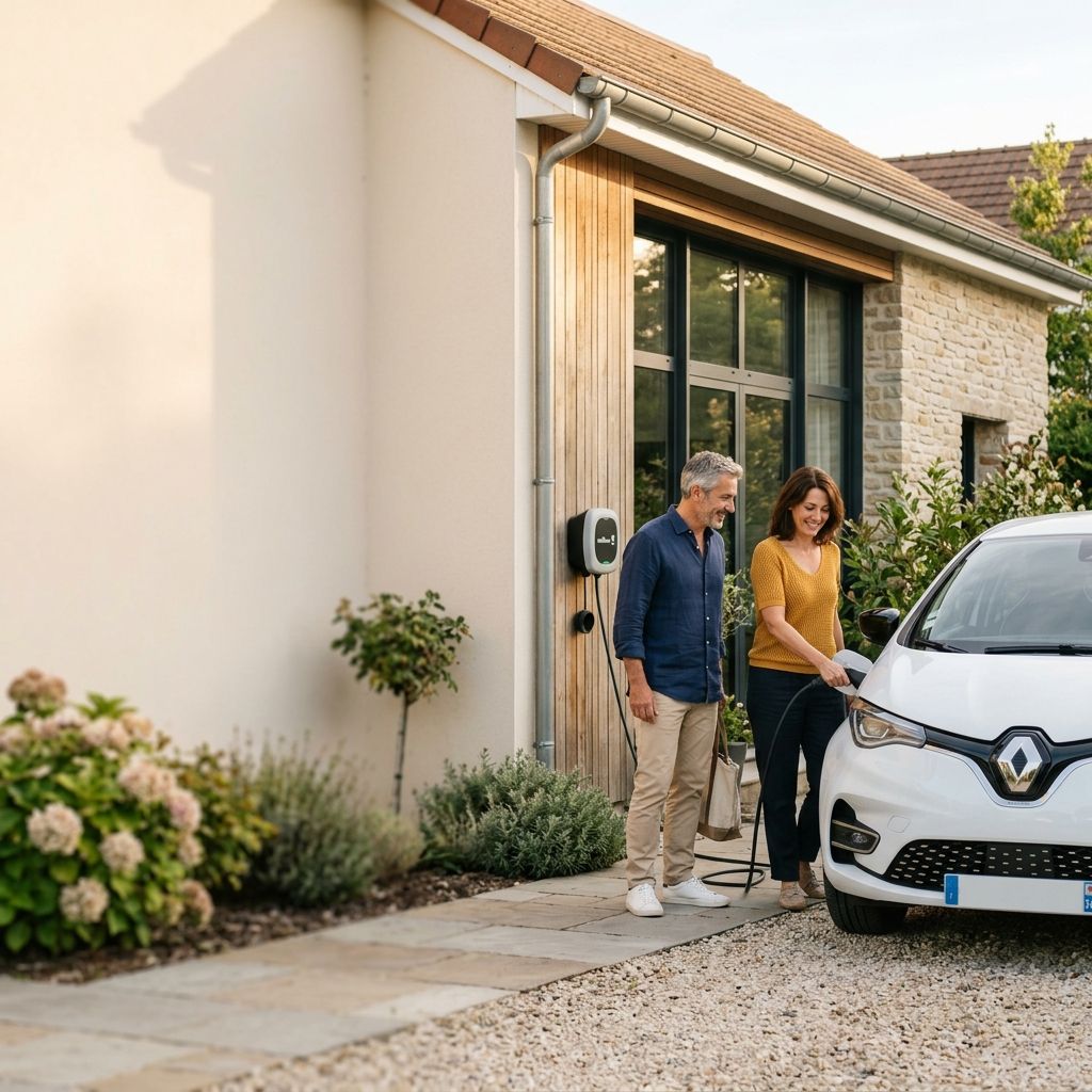 Borne de recharge IRVE installée dans un pavillon français